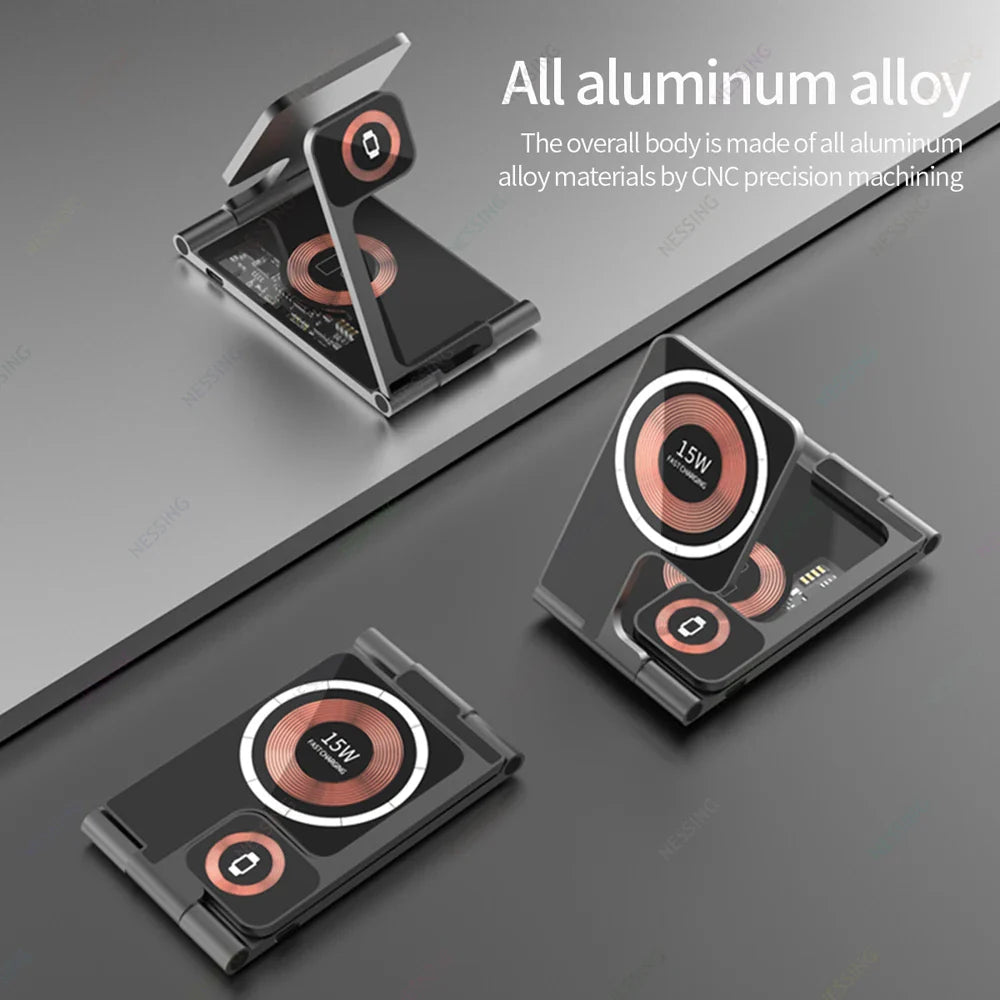 Norvo | 3 i 1 sammenleggbar Magsafe trådløs lader