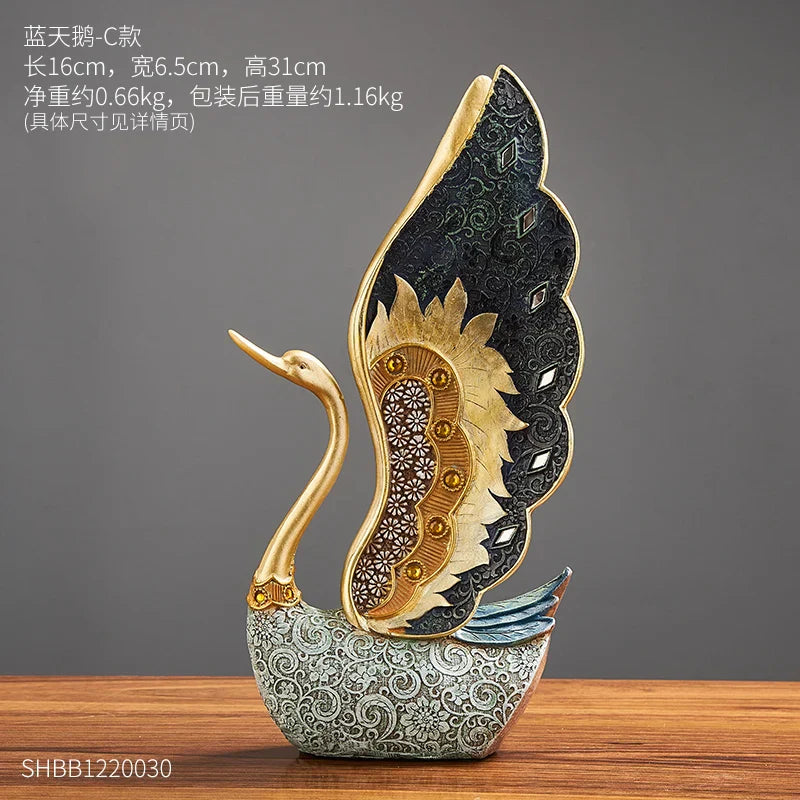 Norvo Soverom Kontor Skrivebord Tilbehør Bryllupsgave Figurine Svane Dekor Kunstneriske Figuriner Harpiks Ornamenter Dyr Statuer Dekor