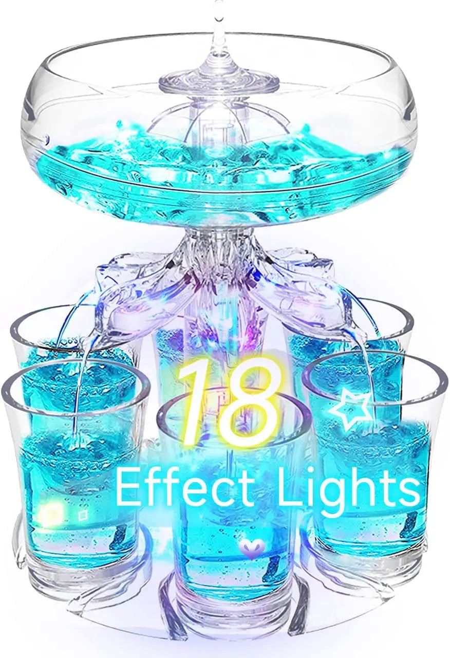 Norvo | Party Drink Shot Dispenser Set med 6 Shot-glass i akrylholder - Perfekt for familiesammenkomster og drikkeleker i baren