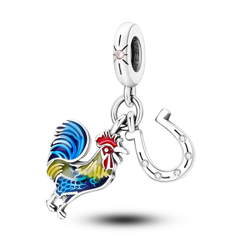 Norvo | 925 Sølv Gylden Leopard Charms Perler Fargerik Kameleon Nesehorn Løve Skarabé Katt Anheng Kompatibel med Original Pandora Armbånd Smykker