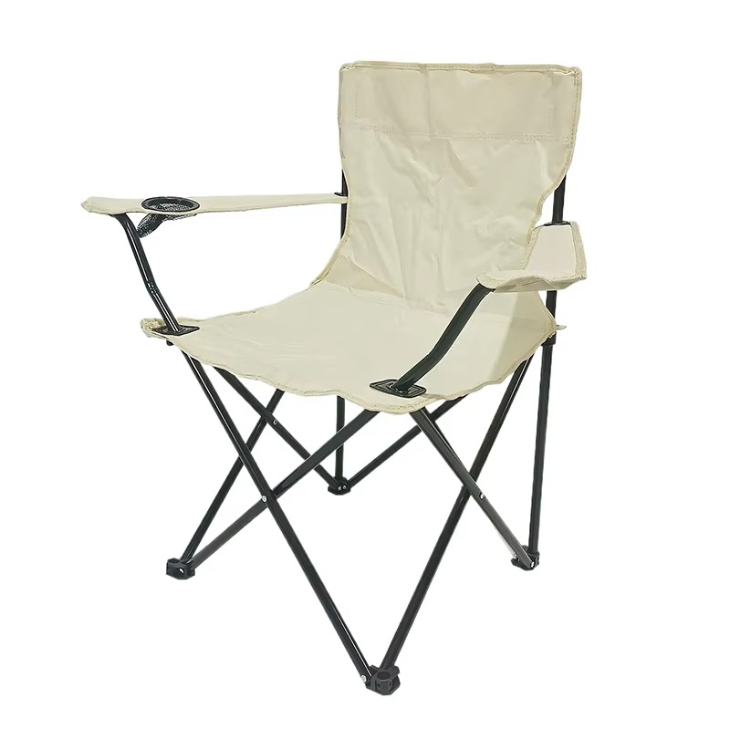 Norvo | Bærbar sammenleggbar campingstol med armlene, ryggstøtte og koppholder