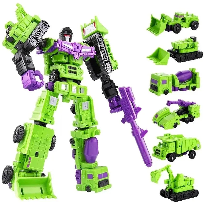 Mini 6-i-1 Transforming Devastator Action Figure - Grønn Robot Leketøy for Barn, Perfekt Gave til Barn 22cm (8,6 tommer)