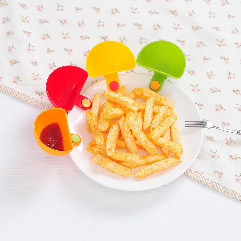 Norvo | Sett med 4 Dip Clip Skåler - Ulike klipsbeholdere for salatdressinger, sauser og mer - Kjøkkenverktøy for enkelt dipping