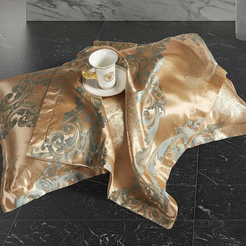 Norvo | Satin Rayon Jacquard Dynebeskytter Sett 264x229cm – Luksus Sommer Sengetøy for Komfortabel Søvn & Hjemmedekorasjon
