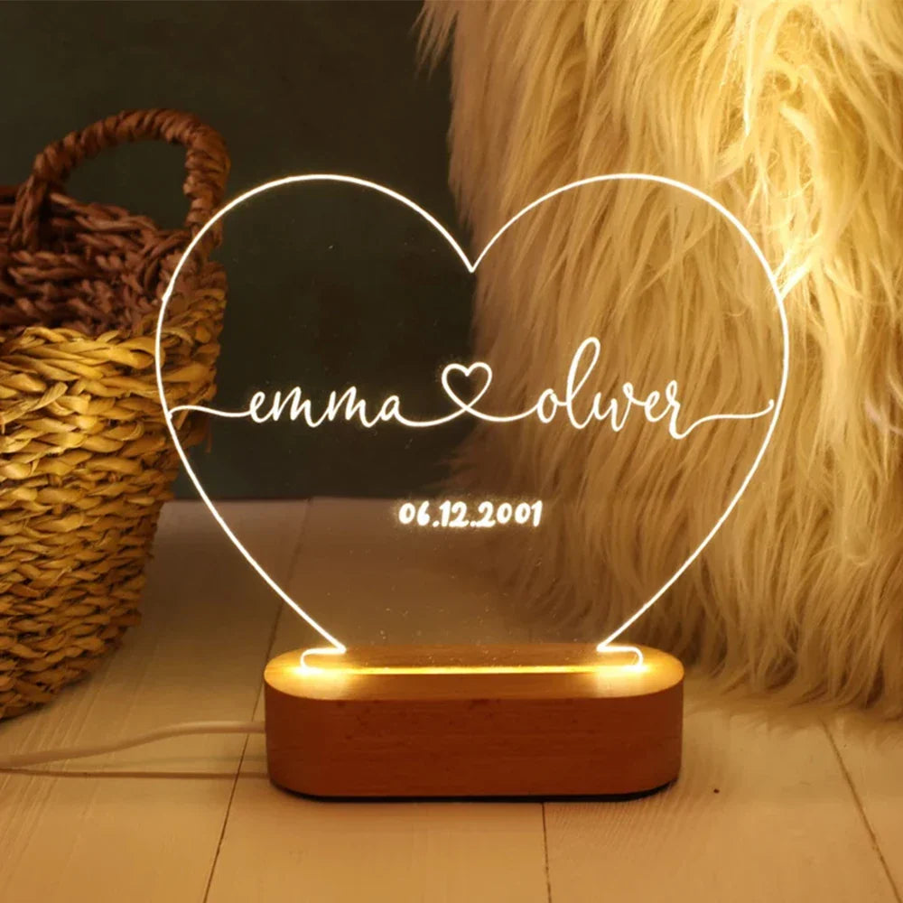 Norvo | Personlig 3D-foto-lampe: Individuell foto og tekst nattlys - Ideell for Valentinsdag, bryllup, jubileum, bursdagsgaver
