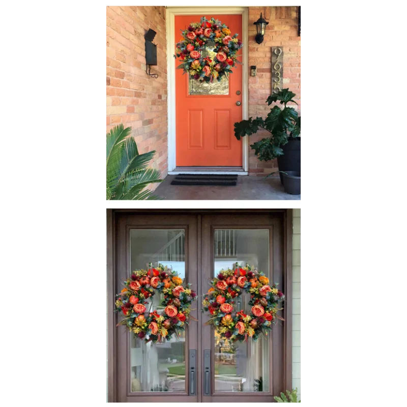 Norvo | Autumna Charm Høsthjerte | Grønn & Rattan | 40 cm | Håndlaget Dekorasjon for Høst & Thanksgiving