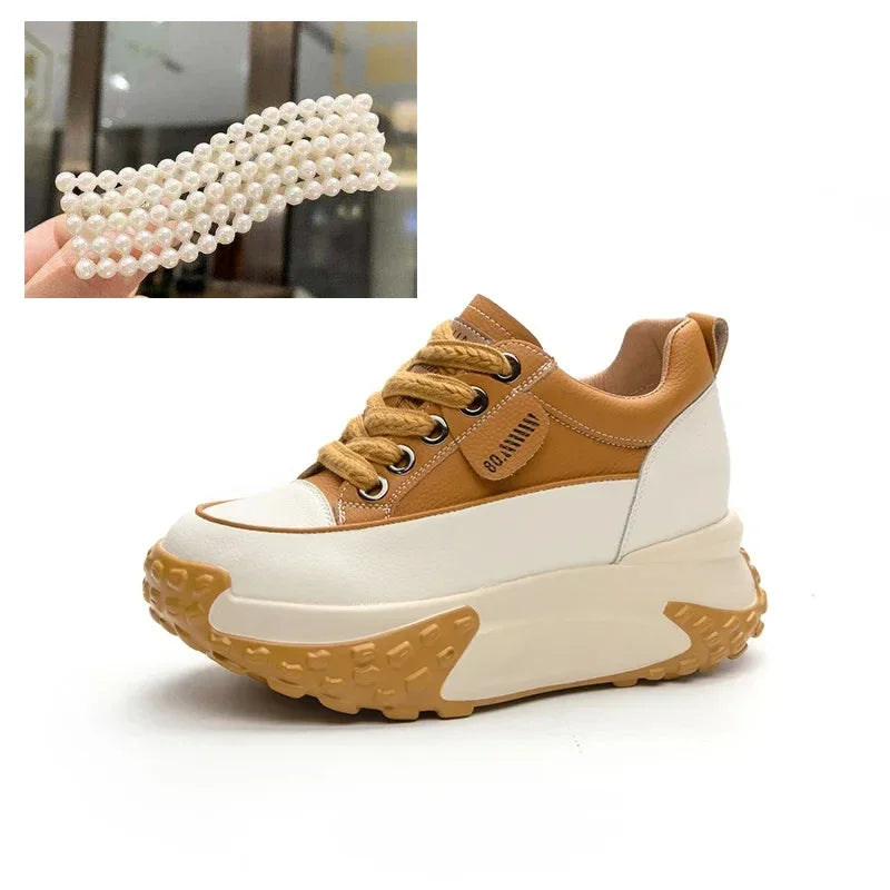 Norvo | 7 cm Plattform Wedge Sneakers laget av Lær