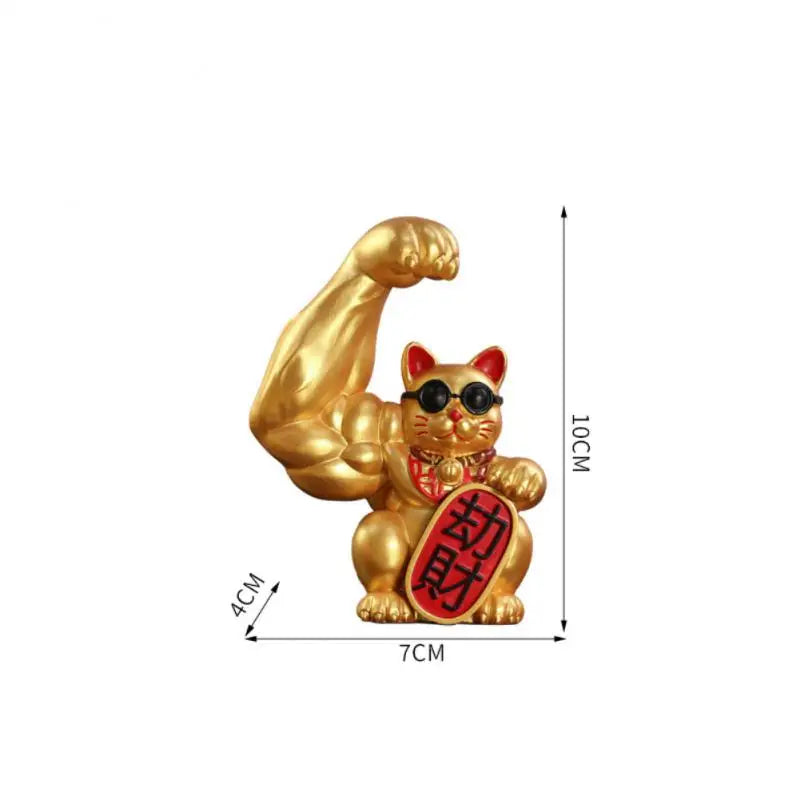 Norvo | Stor hånd, glad rikdom, vinkende katt, gullfarget vinkende håndkatt, hjemmeinnredning, velkomment vinkende katt, skulptur, statue, dekor, bilornament, butikkgave