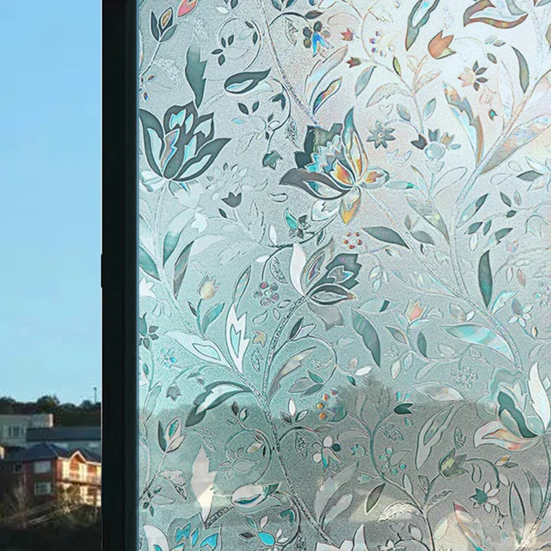 Norvo | 3D Buntglasvindu folie - Dekorativ vinylklistremerke for glassvinduer med statisk feste - Fenetre Buntglasvindu dekor