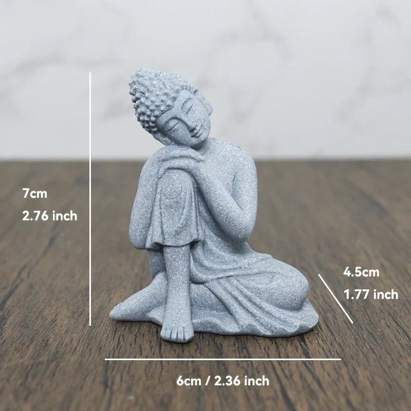 Norvo | Buddha Stein Statue Liten Buddhiste Munker Tibetansk Buddhisme Figurer Zen Hage Ornament Meditasjon Hjem Akvarium Dekorasjon
