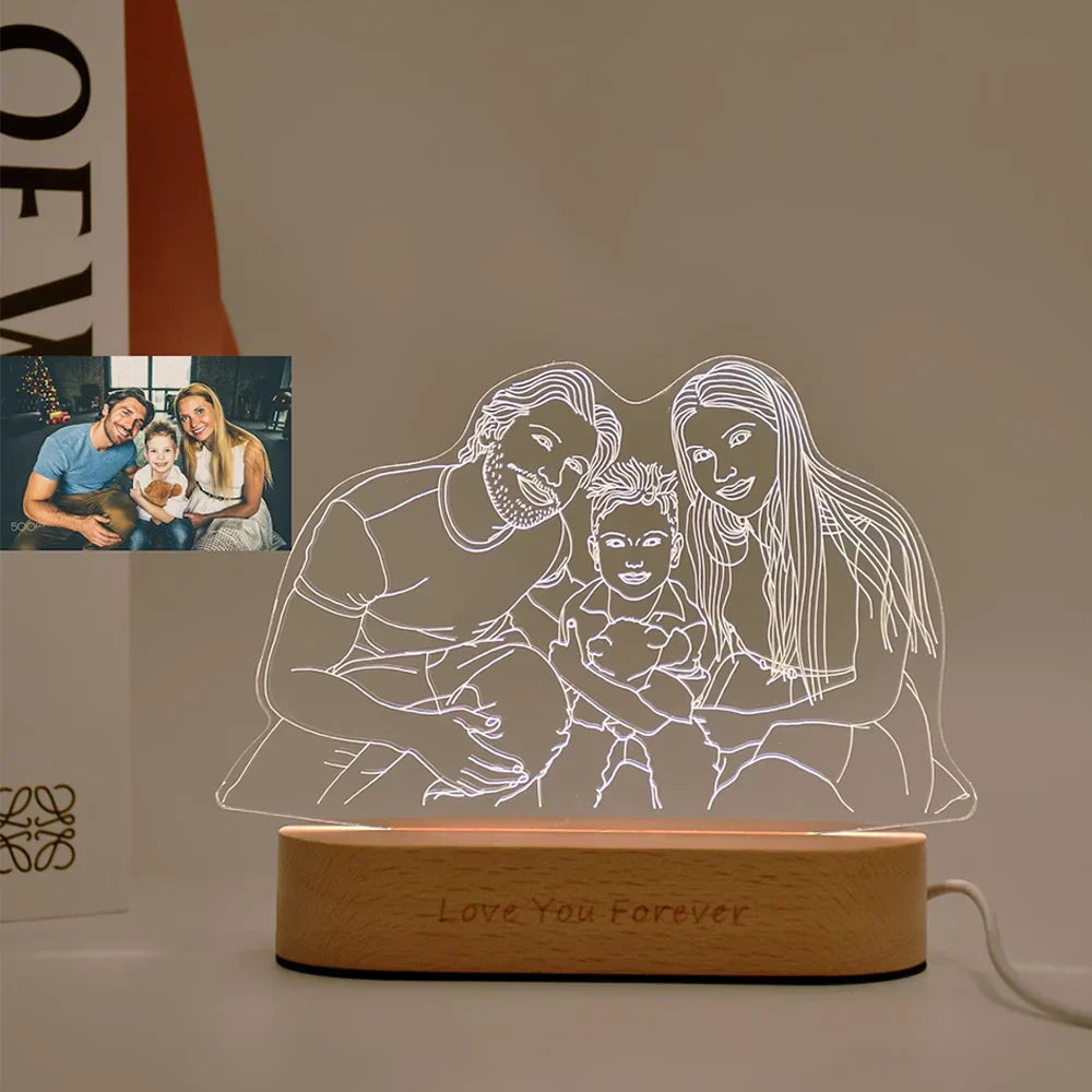 Norvo | Personlig 3D-foto-lampe: Individuell foto og tekst nattlys - Ideell for Valentinsdag, bryllup, jubileum, bursdagsgaver