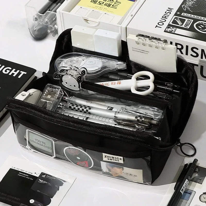 Norvo | Blyantetui KIDZORA CrystalBag | Gjennomsiktig og Allsidig | 10-lommers design | Stor kapasitet for skole og fritid