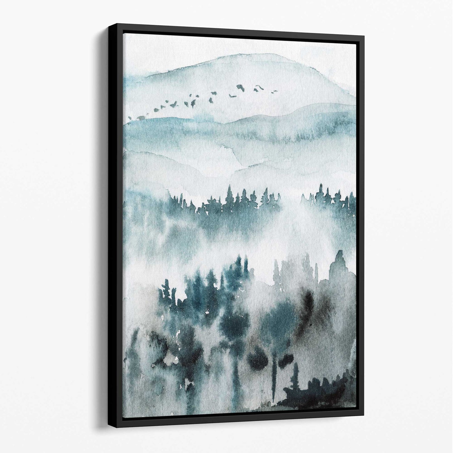 Norvo | Turkis Abstrakt Skog Fjell Lerret Utskrift