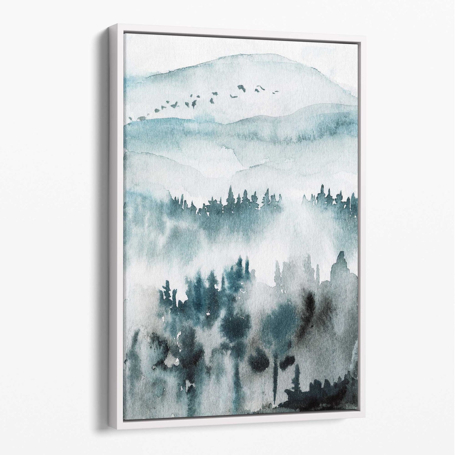 Norvo | Turkis Abstrakt Skog Fjell Lerret Utskrift