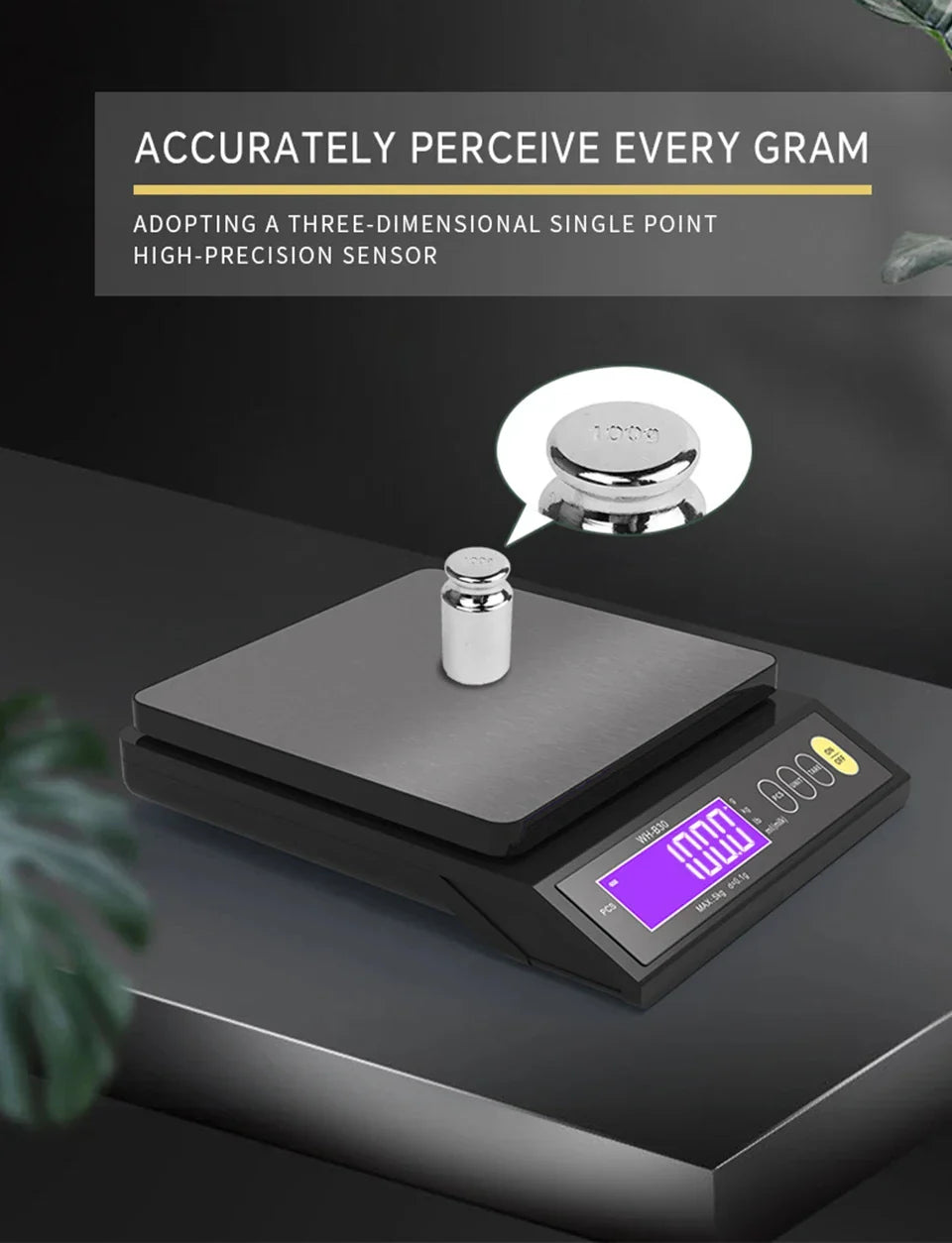 Norvo | 5 kg/0,1 g og 10 kg/1 g digital elektronisk kjøkkenvekt, LCD-skjerm, hel vanntett rustfritt stålværktøy for baking