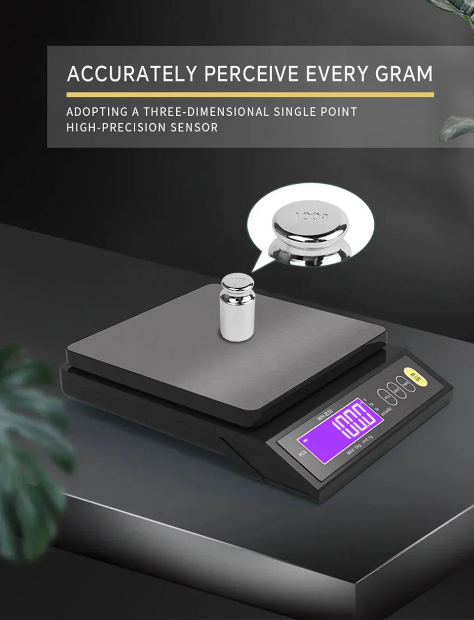 Norvo | 5 kg/0.1 g og 10 kg/1 g digital elektronisk kjøkkenvekt, LCD-skjerm, helt vanntett rustfritt stål vektsverktøy for baking