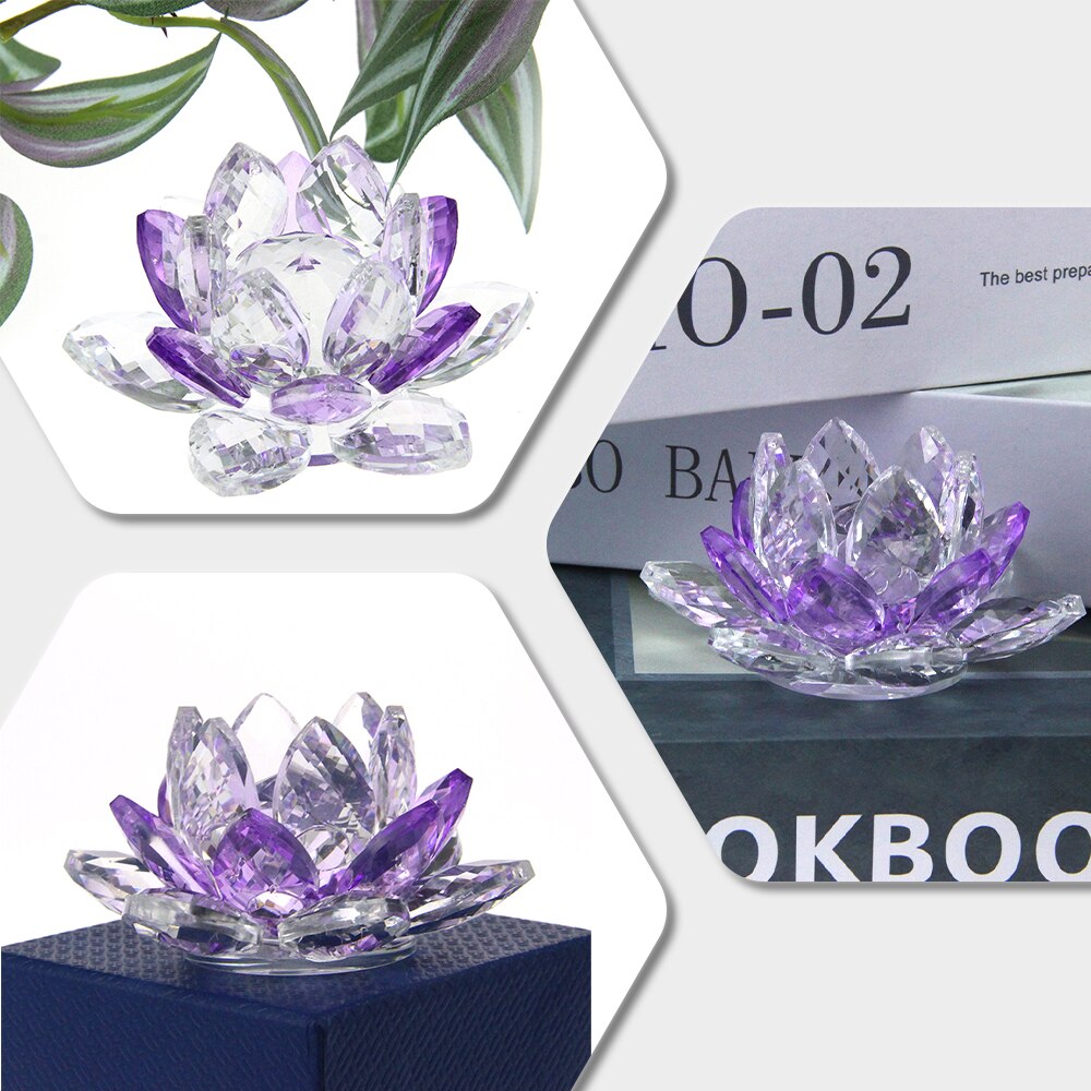 Norvo | Crystal Lotus Flower Craft Glass Paperweight Home Decoration Ornaments Figures Home Wedding Party Decor Gifts Souvenir