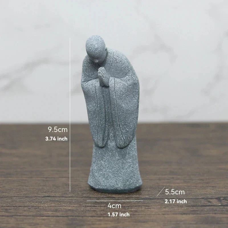 Norvo | Buddha Stein Statue Liten Buddhiste Munker Tibetansk Buddhisme Figurer Zen Hage Ornament Meditasjon Hjem Akvarium Dekorasjon