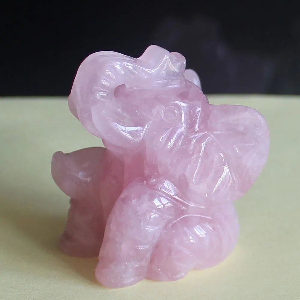 Norvo Blandede edelsten Krystall sittende Elefant Figur Dyreskulptur hjemmedekor 2''