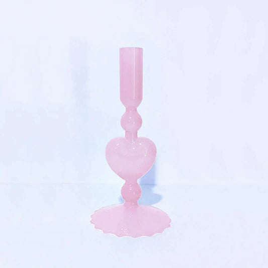 Norvo | Retro Taper Lysestake Rød Hjerteformet Glass Lysestake Bryllup Borddekorasjon Hjem Fest Glass Vase Dekor