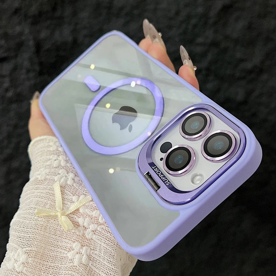 Norvo | Magnetisk Sjokkbestandig Magsafe Mobildeksel Stativ Glass Linsebeskytter Deksel