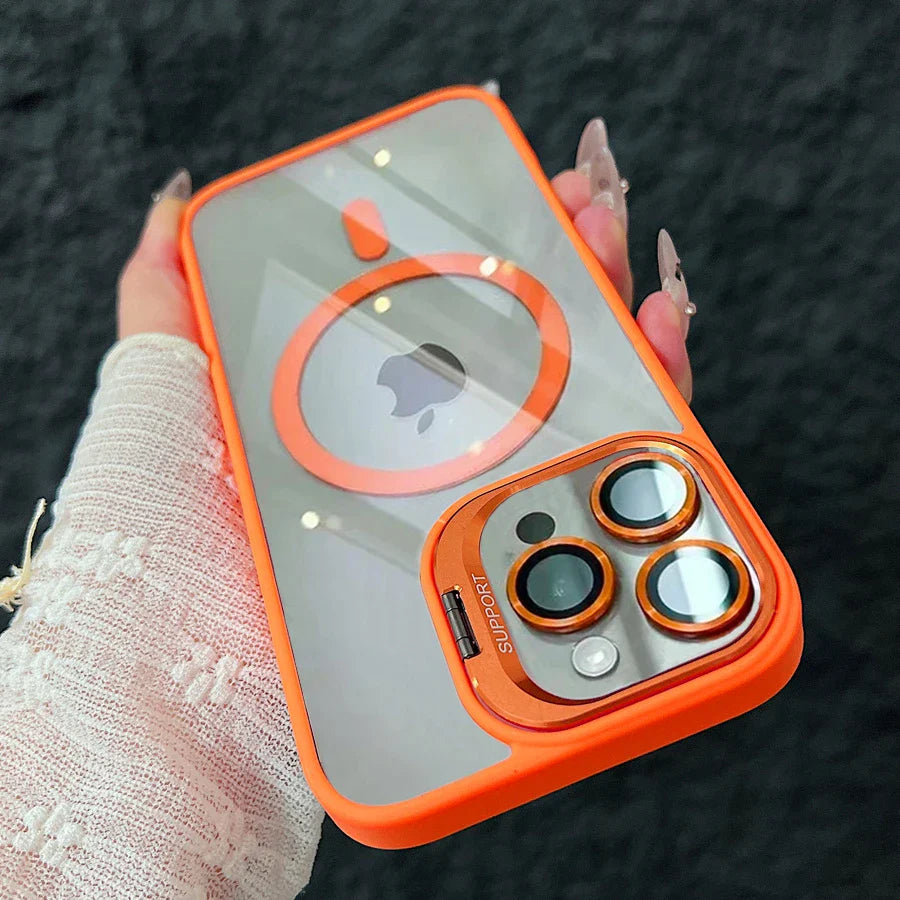 Norvo | Magnetisk Sjokkbestandig Magsafe Mobildeksel Stativ Glass Linsebeskytter Deksel
