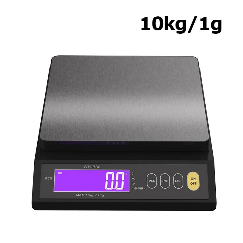 Norvo | 5 kg/0,1 g og 10 kg/1 g digital elektronisk kjøkkenvekt, LCD-skjerm, hel vanntett rustfritt stålværktøy for baking
