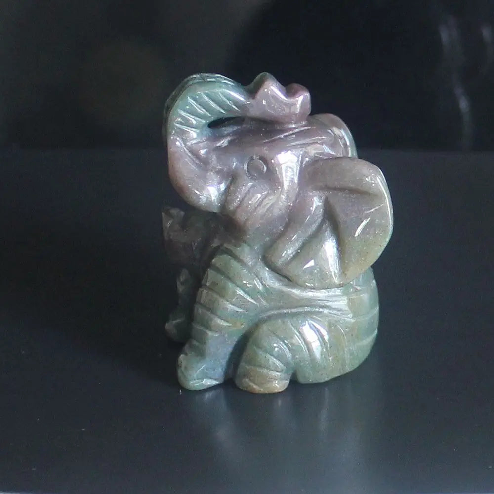 Norvo Blandede edelsten Krystall sittende Elefant Figur Dyreskulptur hjemmedekor 2''