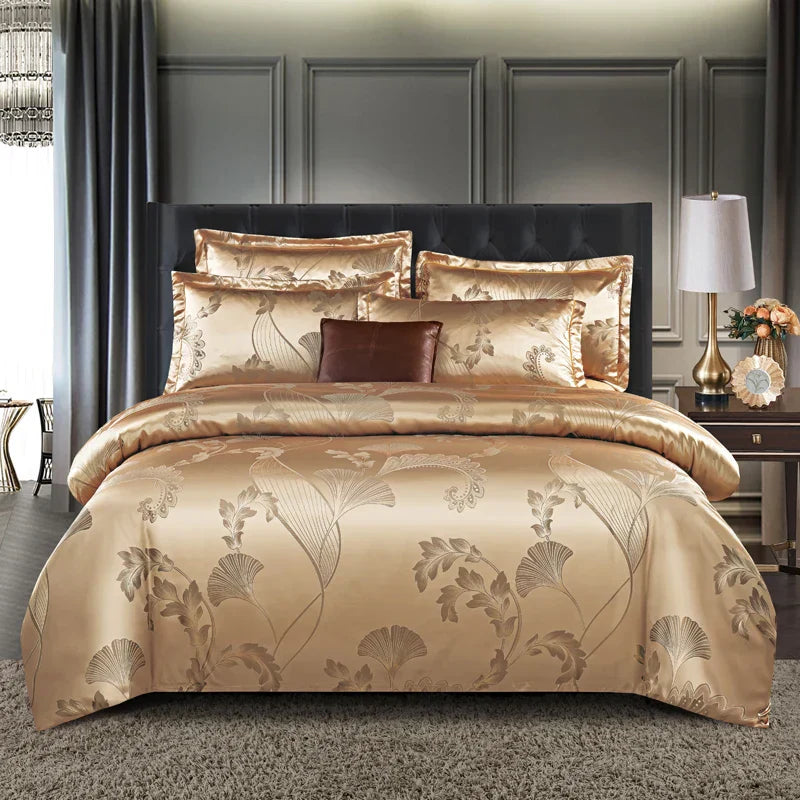 Norvo | Satin Rayon Jacquard Dynebeskytter Sett 264x229cm – Luksus Sommer Sengetøy for Komfortabel Søvn & Hjemmedekorasjon
