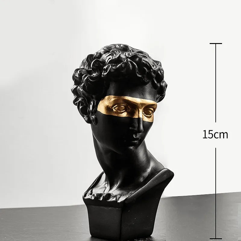 Norvo | Statuer for dekorasjon, 15 cm, David, kaffebord, hjemmedekorasjon, ornamente, byste av et rom laget av gips, hvit harpiks, dekorativ kunstskulptur