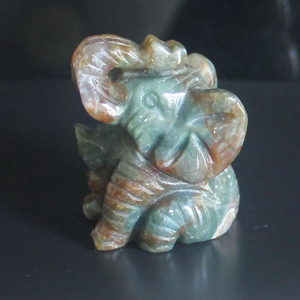 Norvo Blandede edelsten Krystall sittende Elefant Figur Dyreskulptur hjemmedekor 2''