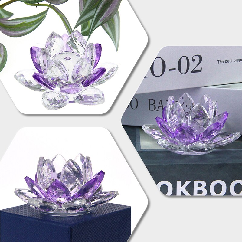 Norvo | Crystal Lotus Flower Craft Glass Paperweight Home Decoration Ornaments Figures Home Wedding Party Decor Gifts Souvenir