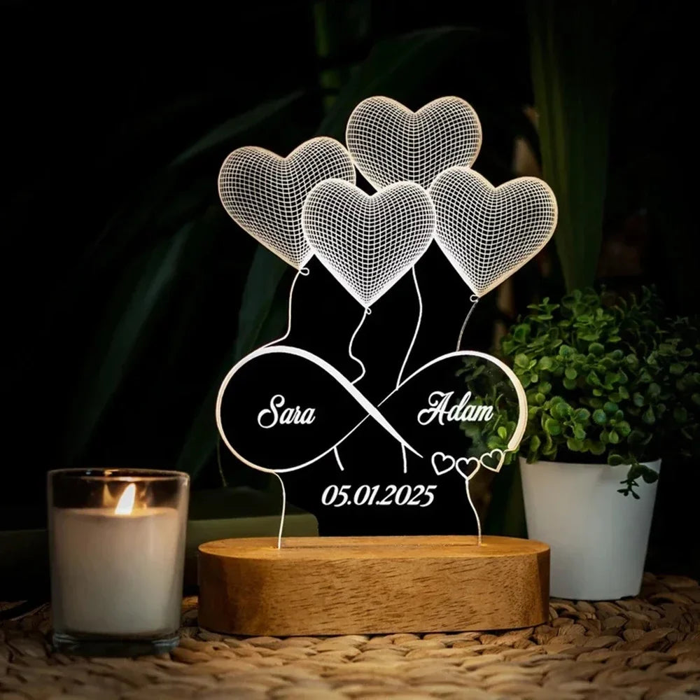 Norvo | Personlig 3D-foto-lampe: Individuell foto og tekst nattlys - Ideell for Valentinsdag, bryllup, jubileum, bursdagsgaver