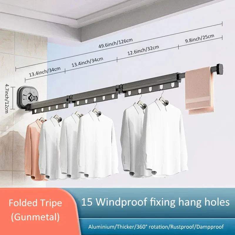 Norvo | WallDry Flex – Sammenleggbar veggmontert kless tørker for plassbesparende klesvask