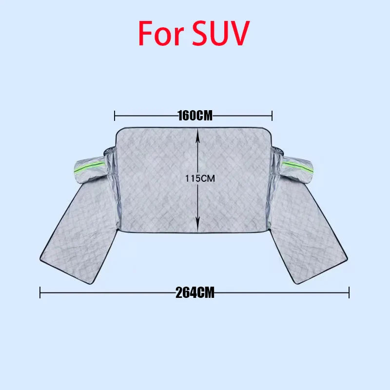 Norvo | FrostGuard Ultra | Ekstra Stor Bilvindusbeskyttelse | 3-vindusdesign | Beskyttelse Mot Snø, Is, Sol & Støv | Vindbestandig & Rask Installasjon