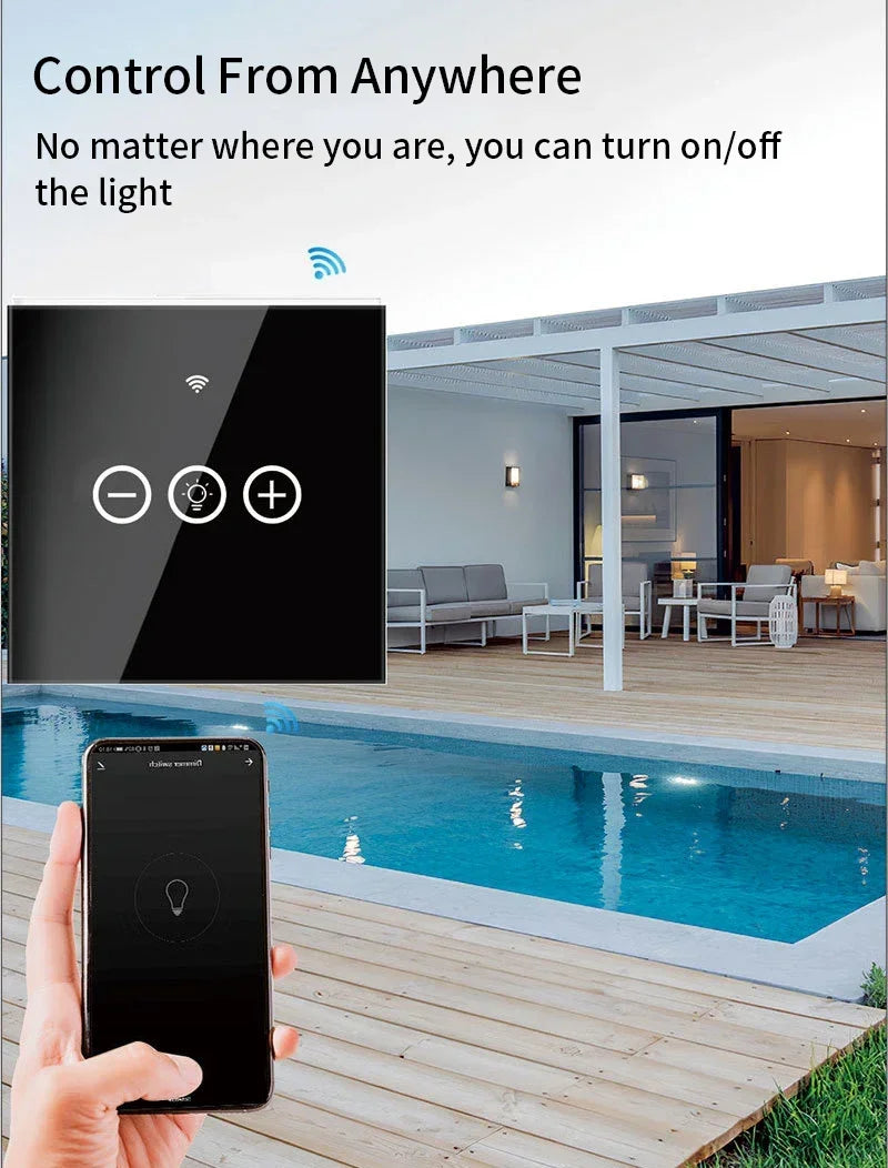 Tuya Smart Light Wall Switch med nøytral leder - WiFi-enhet Dimmerkontroll via SmartLife Google Alexa-apper