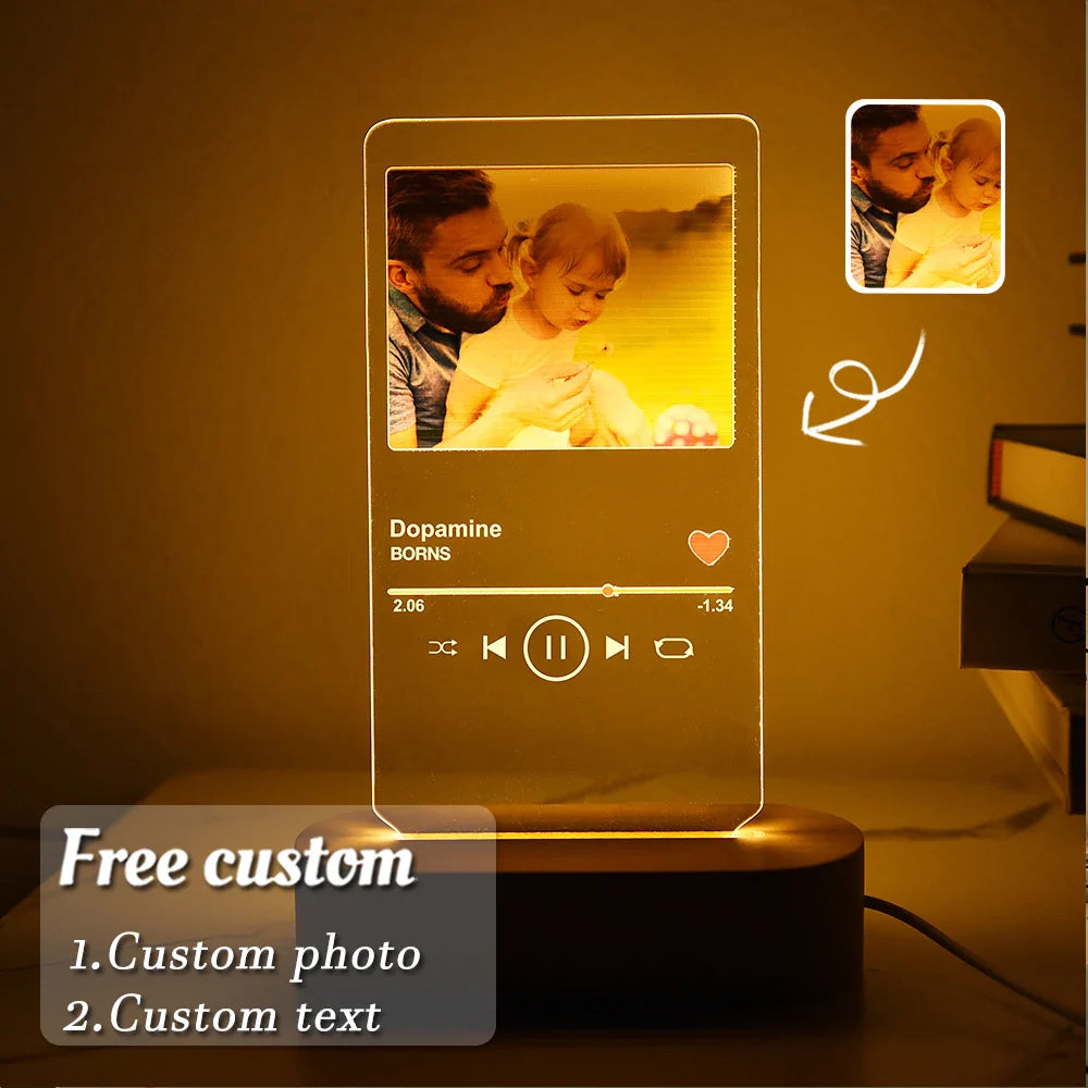 Norvo | Personlig 3D-foto-lampe: Individuell foto og tekst nattlys - Ideell for Valentinsdag, bryllup, jubileum, bursdagsgaver
