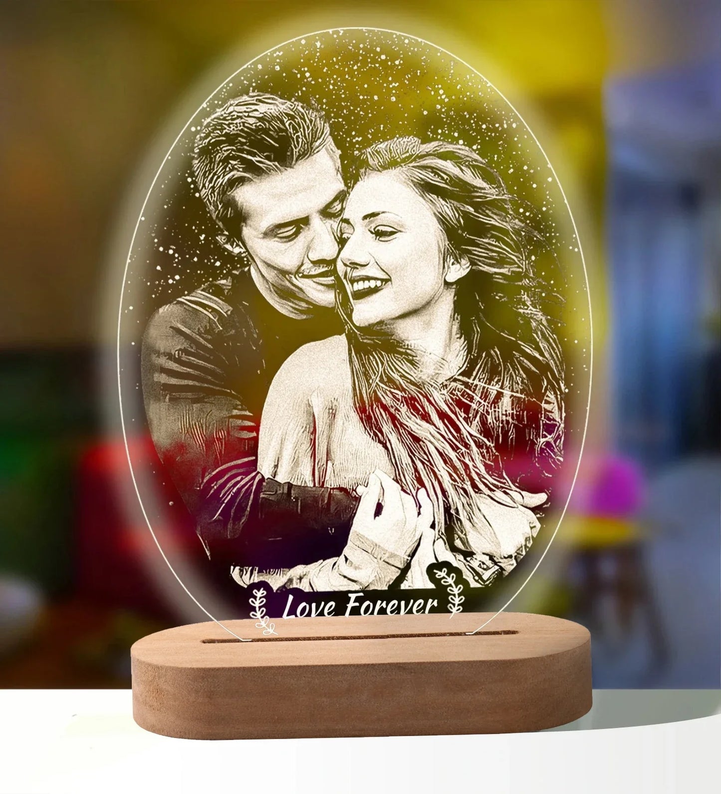 Norvo | Personlig 3D-foto-lampe: Individuell foto og tekst nattlys - Ideell for Valentinsdag, bryllup, jubileum, bursdagsgaver
