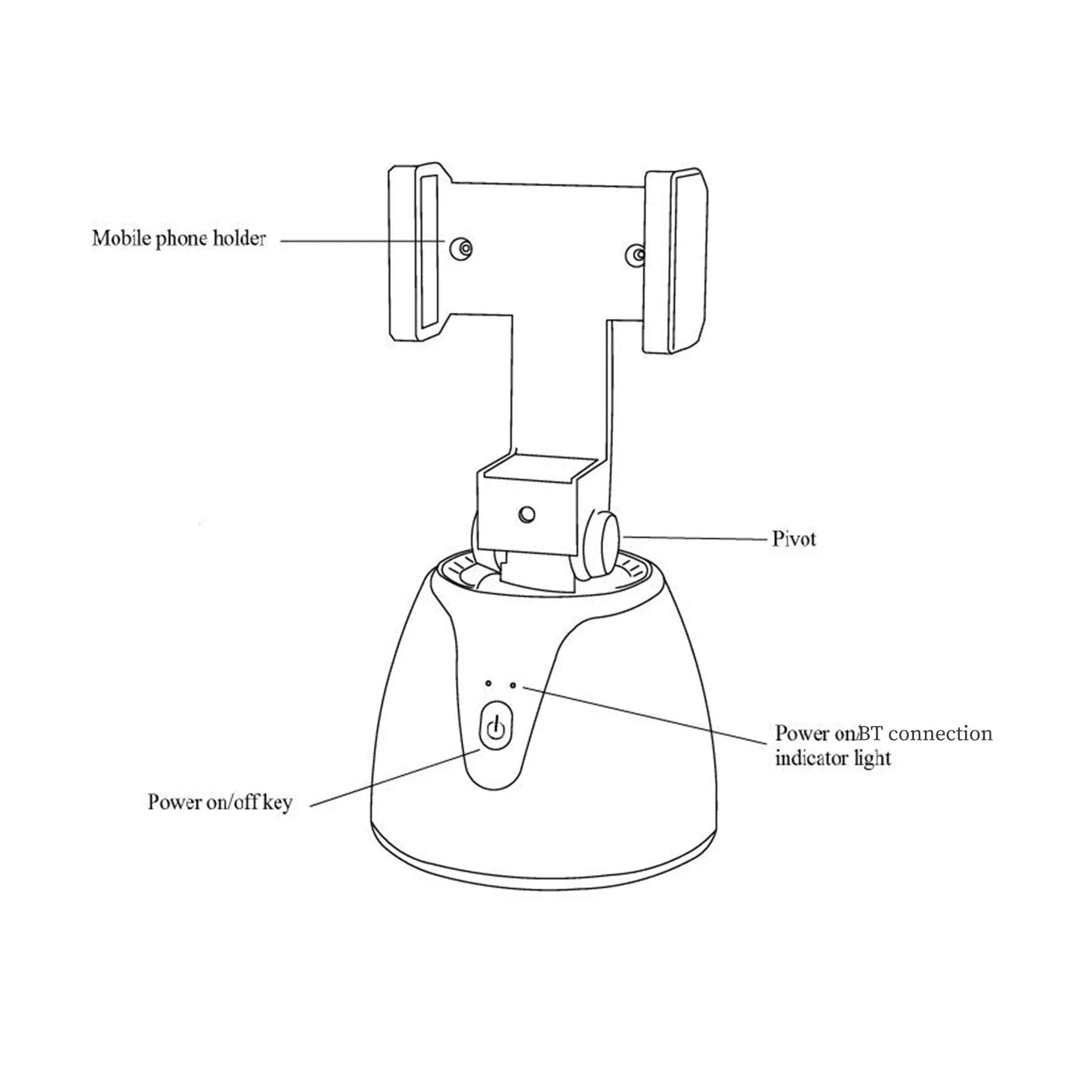 Norvo | 360 Auto Ansiktsgjenkjenning Roterende Trådløs Bluetooth Telefonholder