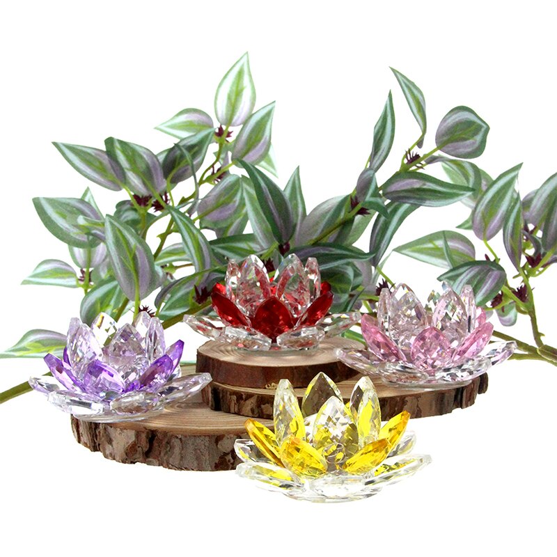 Norvo | Crystal Lotus Flower Craft Glass Paperweight Home Decoration Ornaments Figures Home Wedding Party Decor Gifts Souvenir