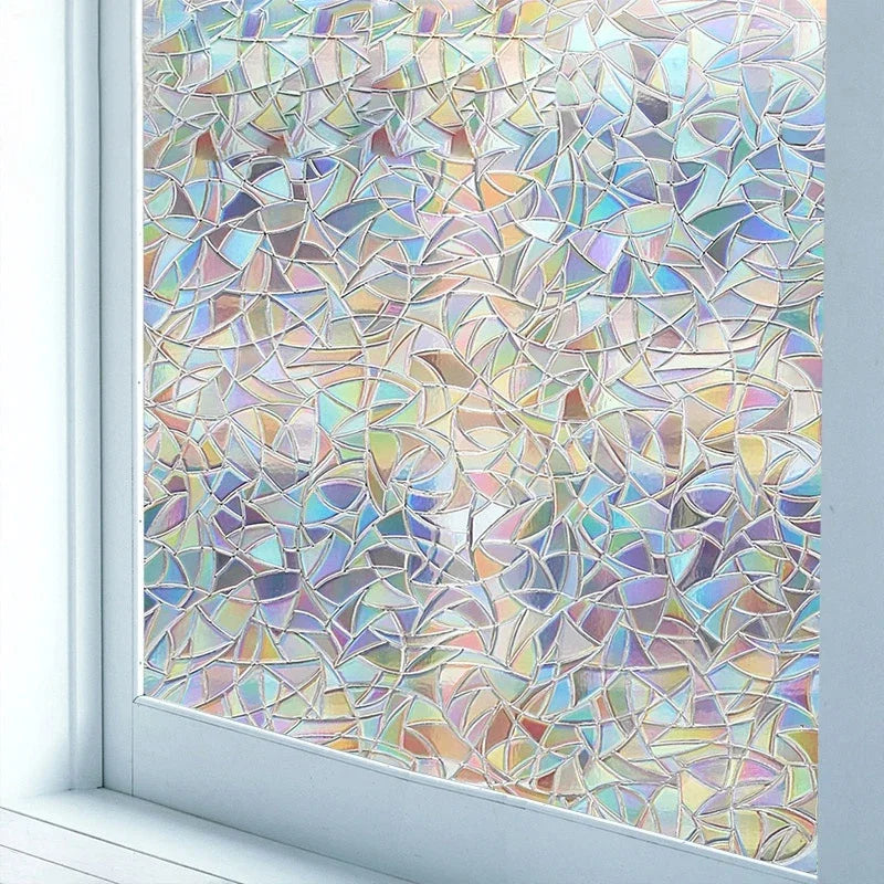 Norvo | 3D Buntglasvindu folie - Dekorativ vinylklistremerke for glassvinduer med statisk feste - Fenetre Buntglasvindu dekor