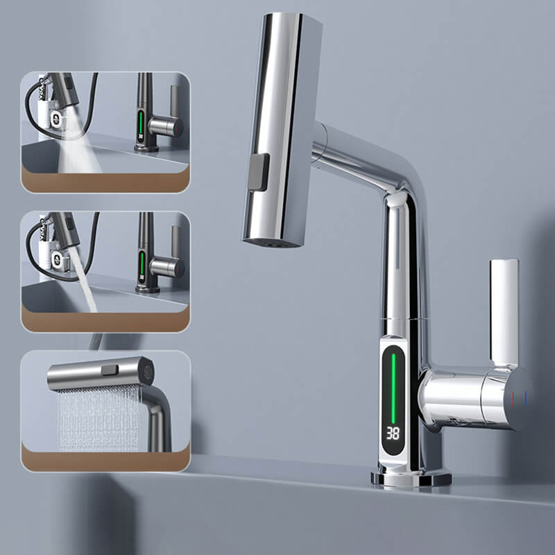 Norvo | WaterMaster Fleksibel LED Kjøkken- og Badevannkran – 360° Sving, Utrekkbar Slange & 5 Spraymodi