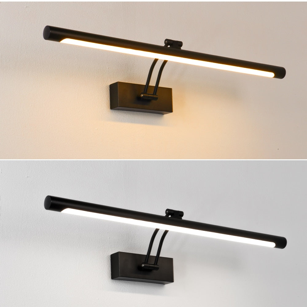 Norvo | 80-100cm LED vegglampe - Moderne svart/sølv veggbelysning til badet, innvendig montert bilde lys