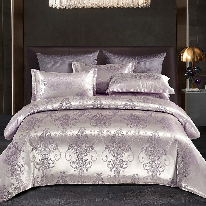 Norvo | Satin Rayon Jacquard Dynebeskytter Sett 264x229cm – Luksus Sommer Sengetøy for Komfortabel Søvn & Hjemmedekorasjon