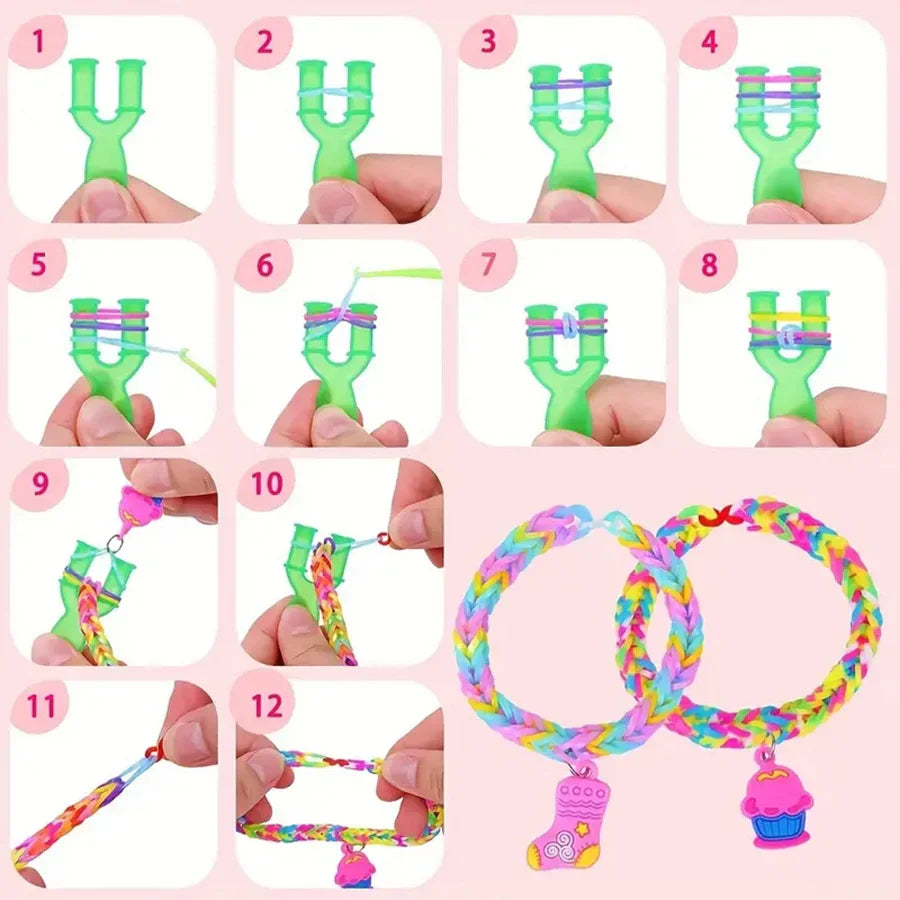 Kreativ Smykke Lage Sett med 24 Rutete Gummibånd - Livlig DIY Armbånd Sett for Unge Håndverkere, Ideell Gave for Fargerike Kreasjoner