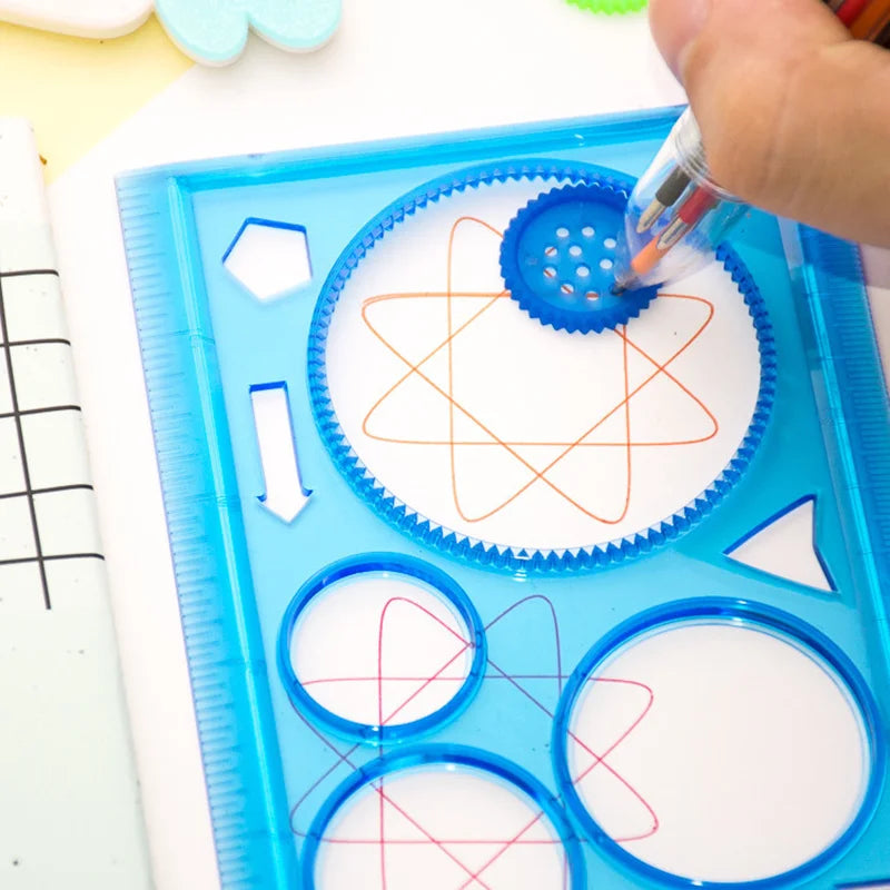 Creative Kids Geometri Spirograph Maler Sett - 4 Blomst Tegne Maler, Utdannings Kunstverktøy for Skoleartikler i Livlige Farger