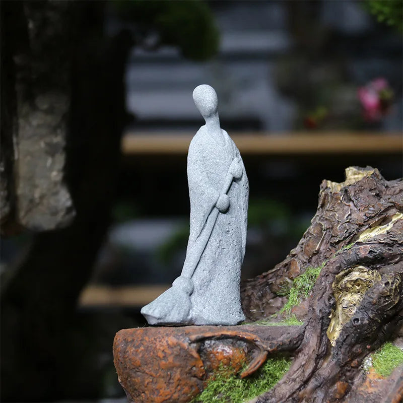 Norvo | Buddha Stein Statue Liten Buddhiste Munker Tibetansk Buddhisme Figurer Zen Hage Ornament Meditasjon Hjem Akvarium Dekorasjon