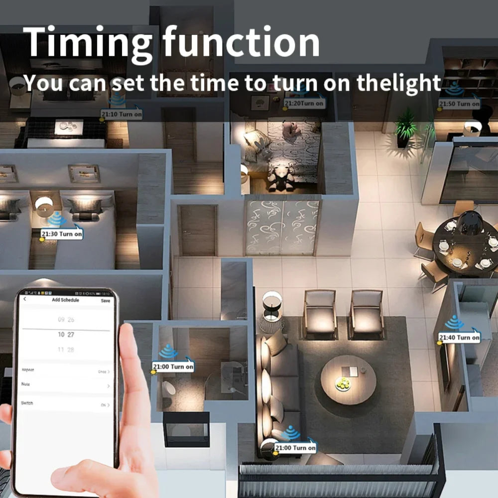 Tuya Smart Light Wall Switch med nøytral leder - WiFi-enhet Dimmerkontroll via SmartLife Google Alexa-apper