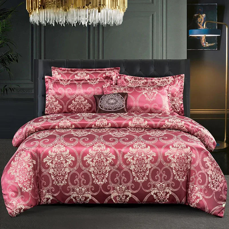 Norvo | Satin Rayon Jacquard Dynebeskytter Sett 264x229cm – Luksus Sommer Sengetøy for Komfortabel Søvn & Hjemmedekorasjon
