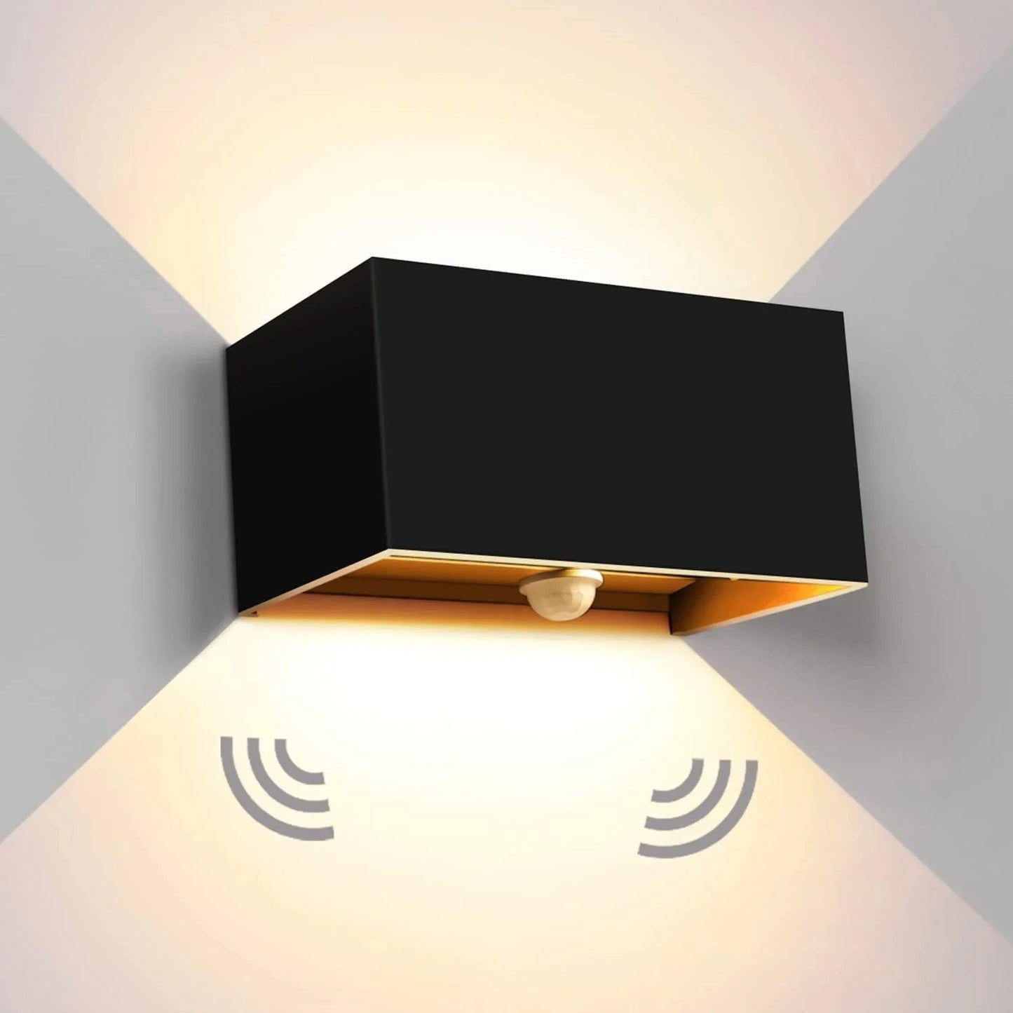 Norvo | SensoLux LED Vegglampe | LED Utendørs Vegglampe 24W | Med bevegelsessensor | IP65 Vanntett | Justerbart Spotlight i Svart/Hvit